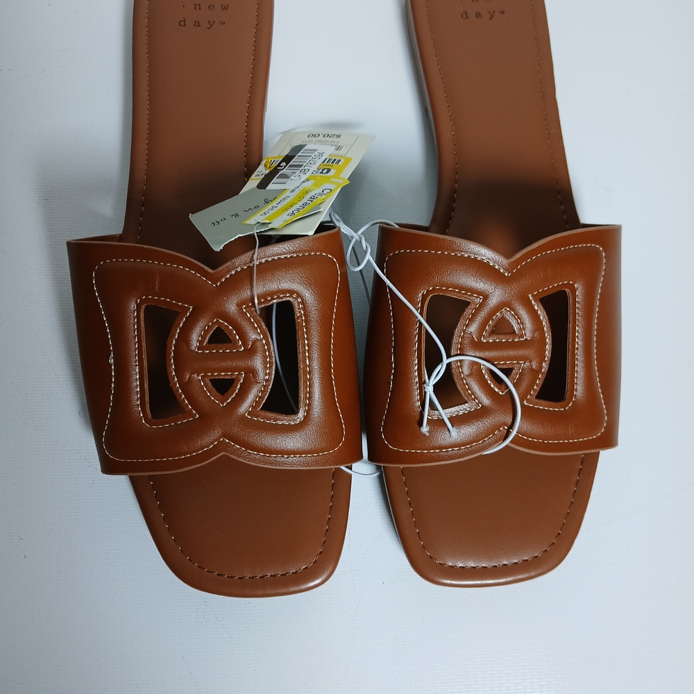 A New Day Women's Tan Slide Sandals